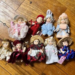 Vintage Cameo Kids Miniature Porcelain Dolls Set of 9